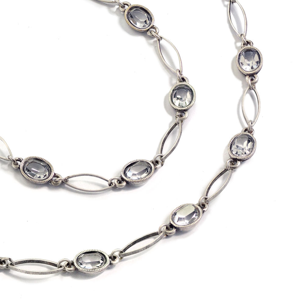 Oval Crystal Station Necklace