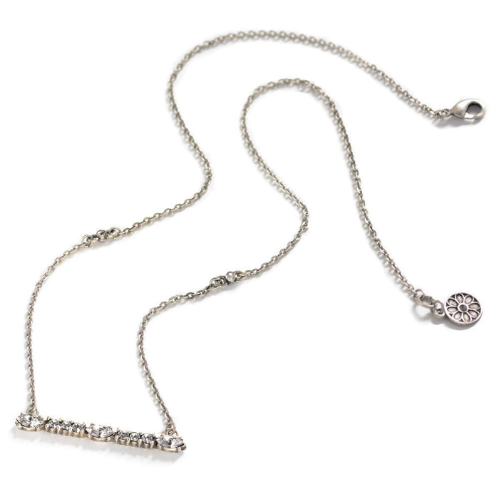 Silver Crystal Bar Necklace