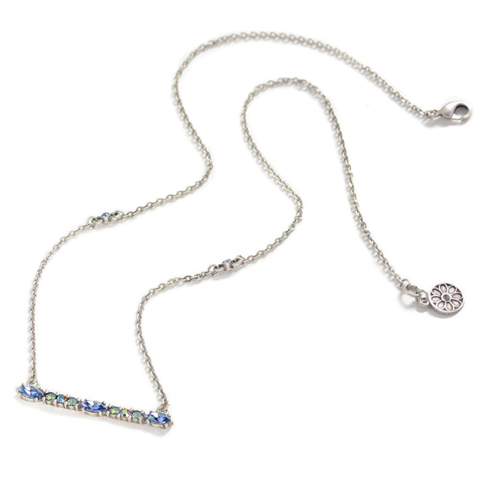 Silver Crystal Bar Necklace