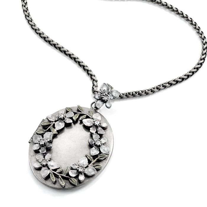 Oval Flower Locket Necklace N1537