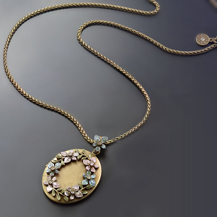 Oval Flower Locket Necklace N1537