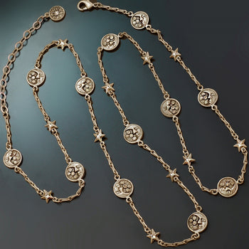 Moon and Stars Long Layering Necklace N1555