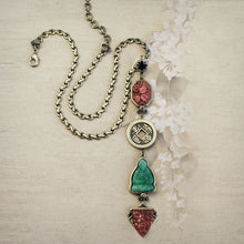 Load image into Gallery viewer, Chinese Jade Glass Buddha Deco Y Necklace N1566