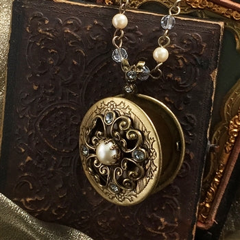 Pearl & Crystal Bronze Locket