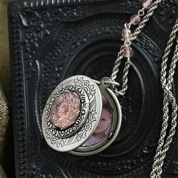 Rosaline Art Glass Silver Locket