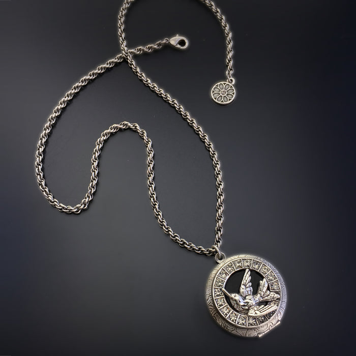 Swallow In Flight Silver Locket N1576