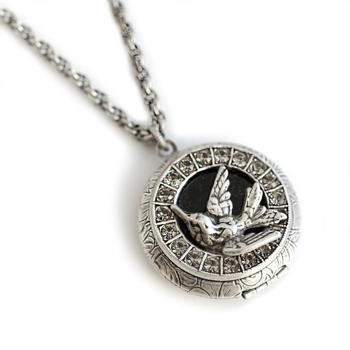 Swallow In Flight Silver Locket N1576