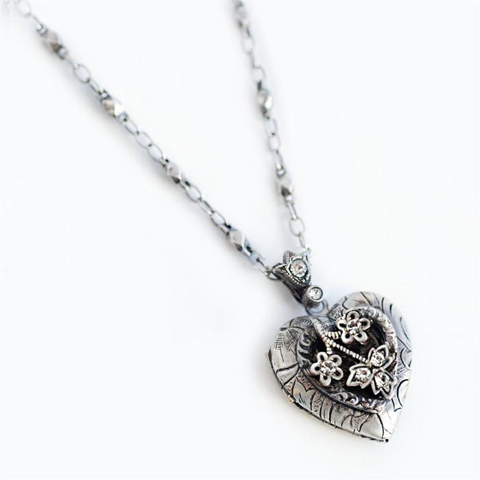 Heather Heart Silver Locket