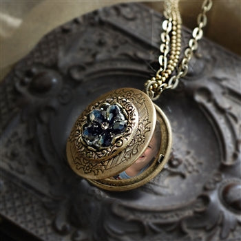 Jet Crystal Rosette Locket