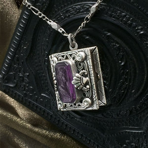 Amethyst Purple Intaglio Book Locket