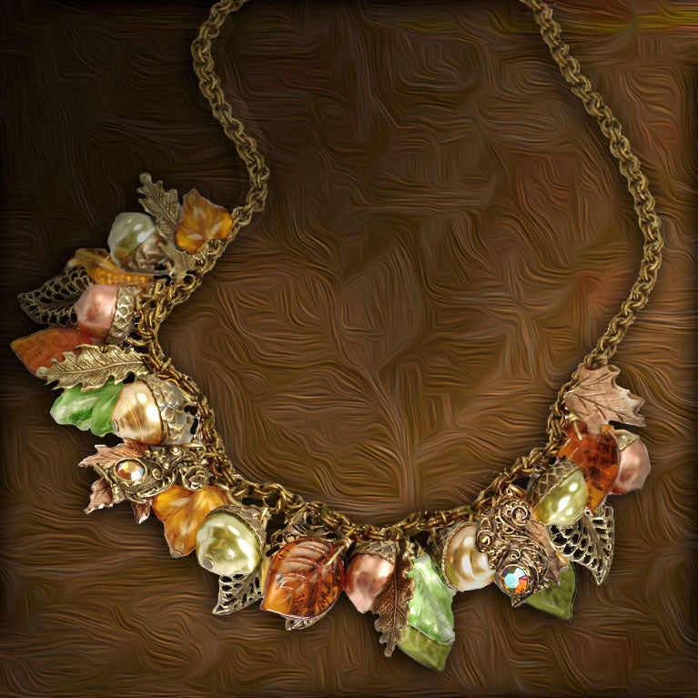 Squirrel's Harvest Charm Necklace N1613 - sweetromanceonlinejewelry