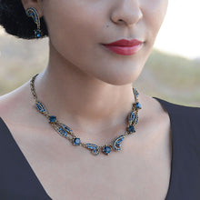 Load image into Gallery viewer, Art Deco Sapphire Blue Crystal Necklace - sweetromanceonlinejewelry