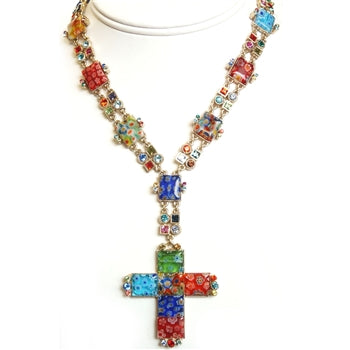 Millefiori Cross Necklace N221