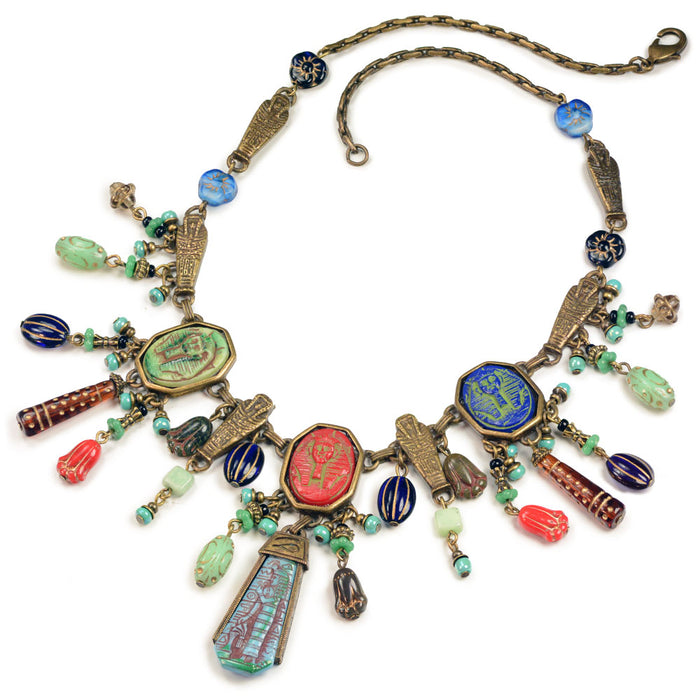 Art Deco Egyptian Vintage Goddess Pharaoh Collar Necklace N305