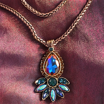 Vintage Peacock Pendant Copper Fire