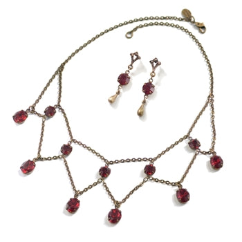 Delicate Vintage Glass Necklace & Earrings Set