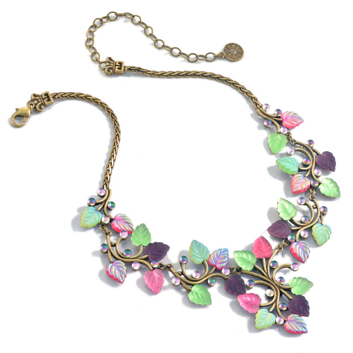 Satin Glass Leaves Necklace