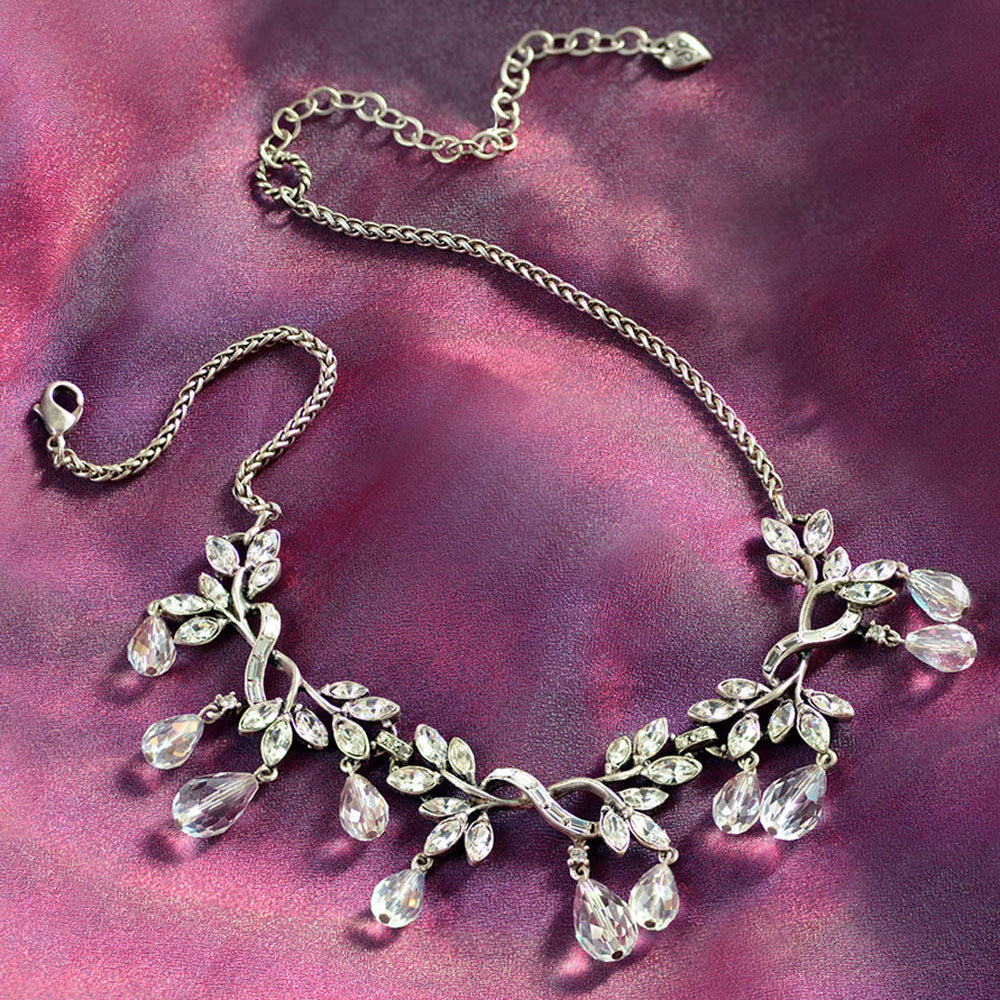 Silver Vintage Crystal Statement Necklace