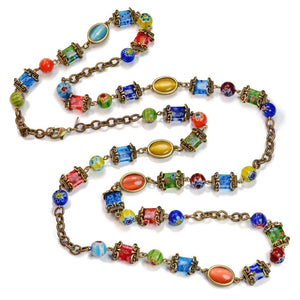 Millefiori Glass Candy Chain Necklace