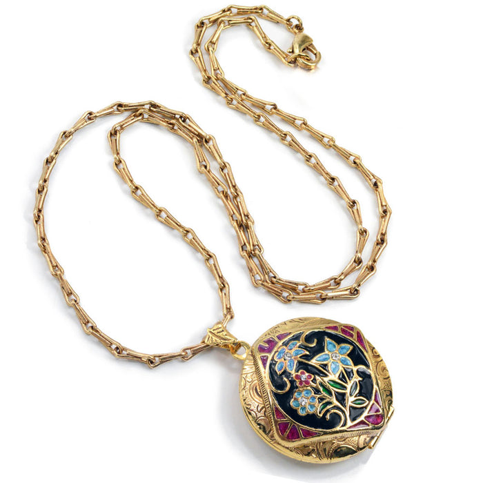 Enamel Locket Silver and Gold