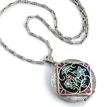 Load image into Gallery viewer, Enamel Locket Silver and Gold