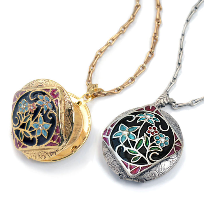 Enamel Locket Silver and Gold