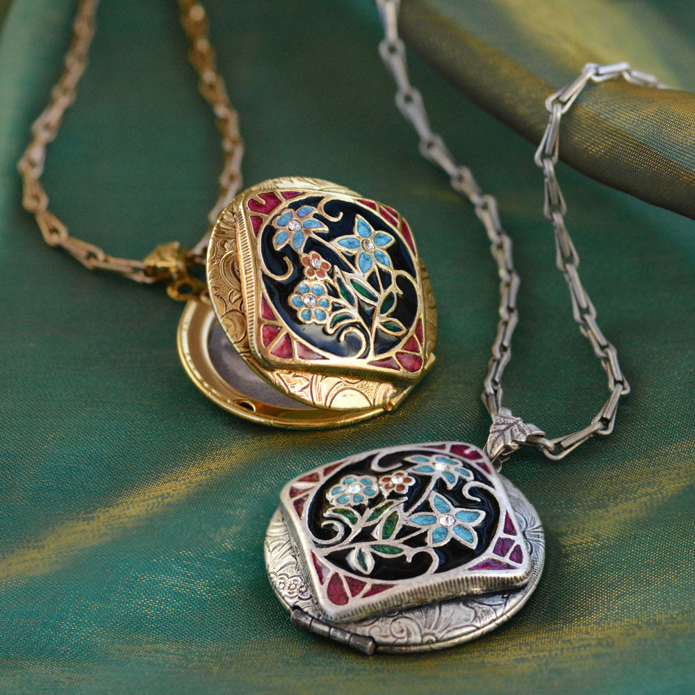 Enamel Locket Silver and Gold