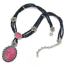 Load image into Gallery viewer, Vintage Glass Deco Rose Quartz Necklace N5711