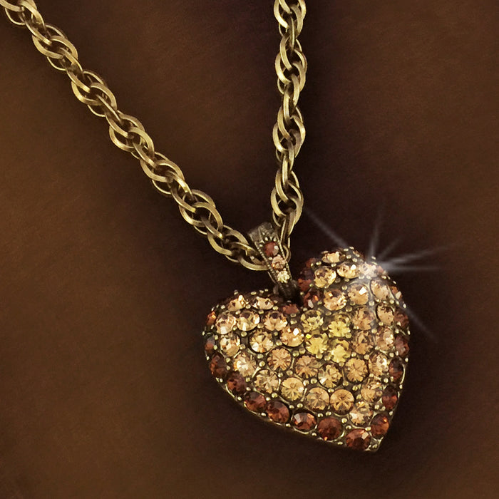 Vintage Pave Crystal Heart Necklace N702