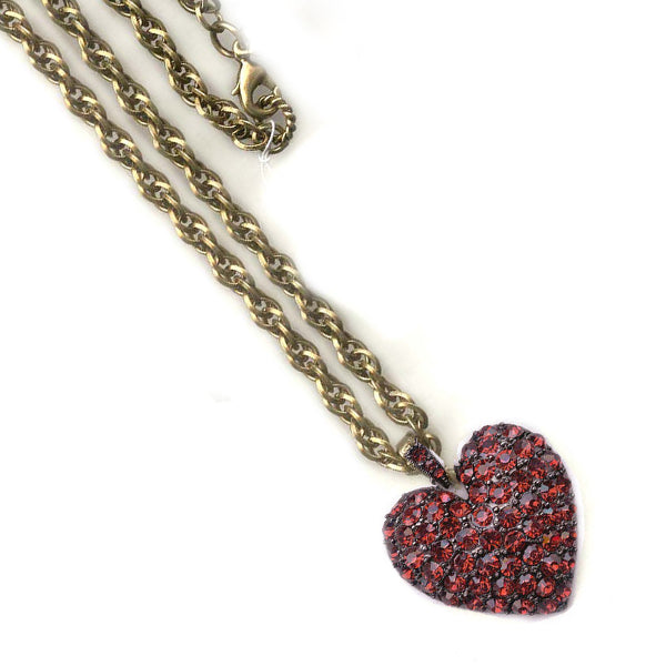 Vintage Pave Crystal Heart Necklace N702