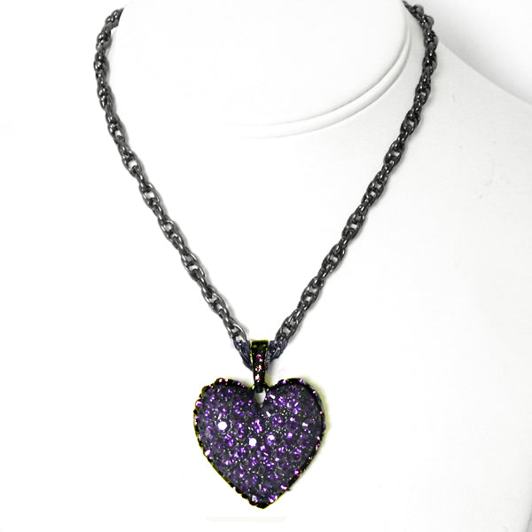 Vintage Pave Crystal Heart Necklace N702