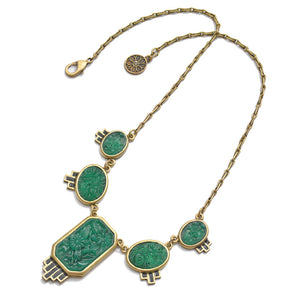 Vintage Art Deco Jadeite Glass Necklace   N739