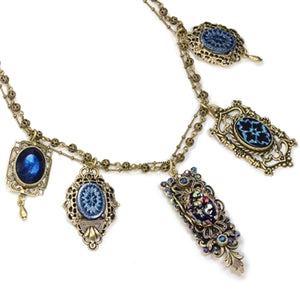 Vintage Peacock Iris Glass Necklace