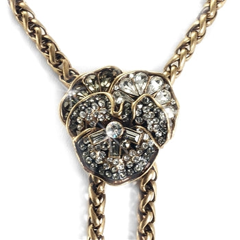 Pave Crystal Pansy Tassle Necklace N908-CR