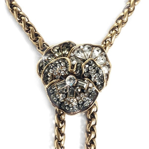 Pave Crystal Pansy Tassle Necklace N908-CR