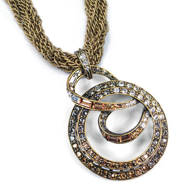 Mid Century Modern Crystal Spiral Necklace N937