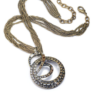 Mid Century Modern Crystal Spiral Necklace N937