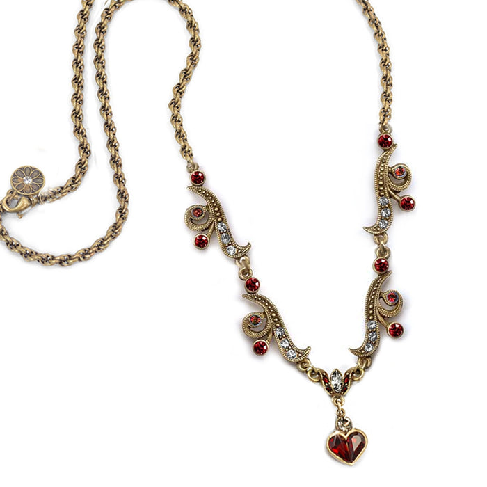 Garnet Hearts Necklace & Earring Set