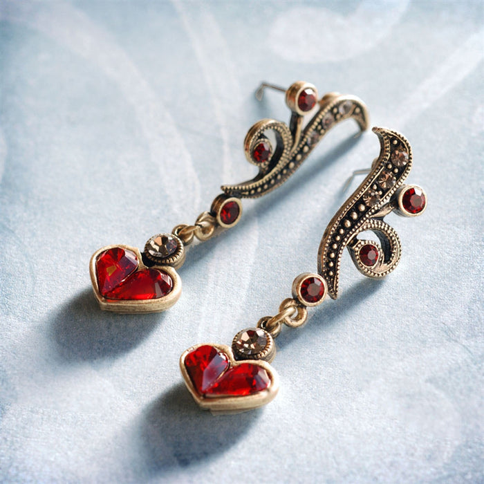 Garnet Hearts Necklace & Earring Set