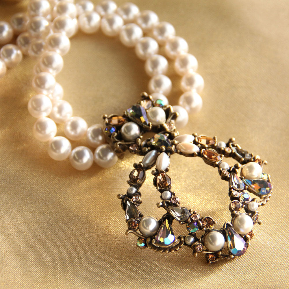 Jewel Encrusted & Pearl Necklace N952 - sweetromanceonlinejewelry