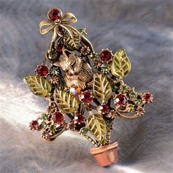 Kitten Among the Branches Christmas Tree Pin