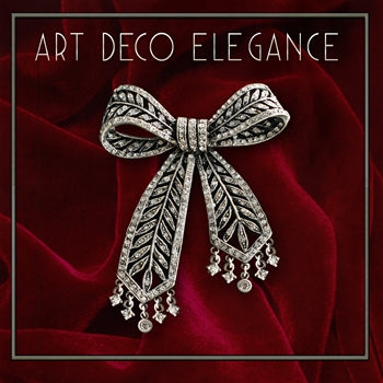 Art Deco Crystal Bow Brooch Pin P219