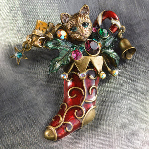 Christmas Cat Stocking Pin
