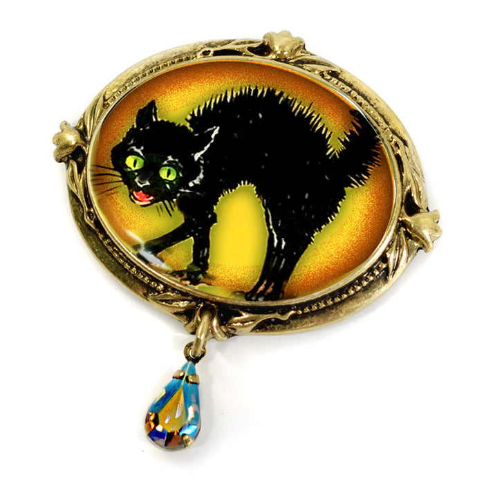 Black Cat Retro Halloween Pin
