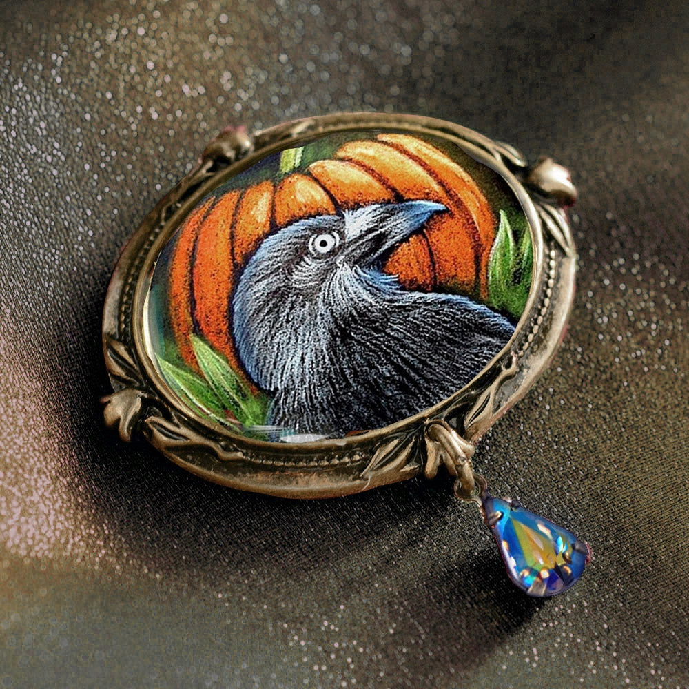 Raven Halloween Pin