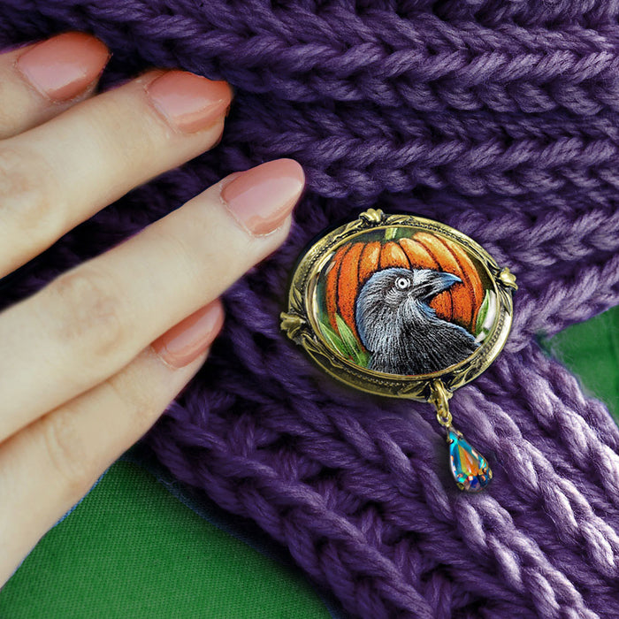 Raven Halloween Pin