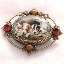 Load image into Gallery viewer, Vintage Christmas Puppies Pin