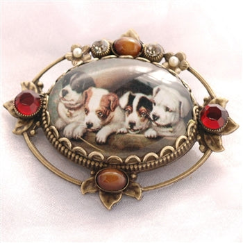 Vintage Christmas Puppies Pin