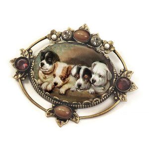 Vintage Christmas Puppies Pin  P330-P