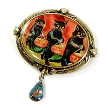 Load image into Gallery viewer, Black Cats Trick or Treat Retro Halloween Pin